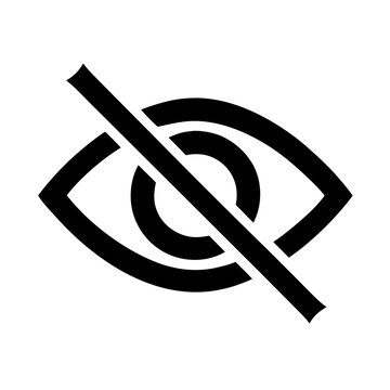 Symbol of Blindness: A stark black and white icon depicts an eye with a diagonal line crossing it, symbolizing blindness or impaired vision.