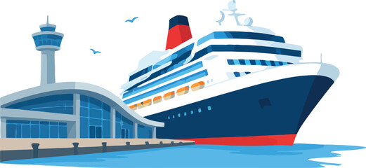 Cruise ship mooring at a busy port terminal © nonno9
