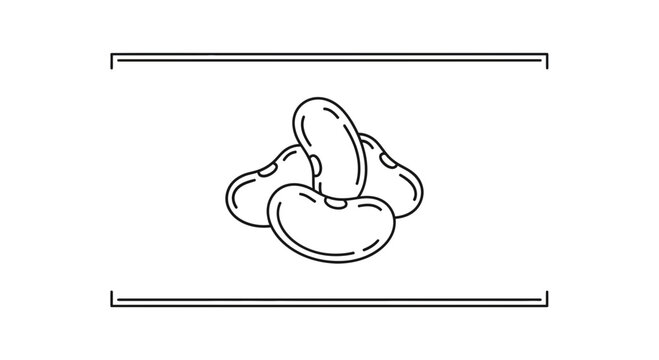 Simple Line Drawing of Kidney Beans in a Minimalist Frame