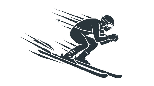 Downhill Skier Speeding Vector Illustration