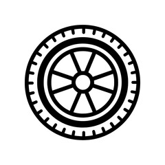 Fototapeta premium Minimal tire icon with clean tread pattern and circular geometry. Modern flat SVG design ideal for automotive apps, garages, transportation, and vehicle maintenance.