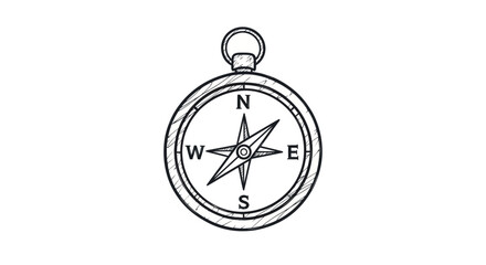 Vintage Compass Hand Drawn Vector Illustration © winih