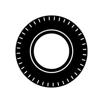 Minimal tire icon with clean tread pattern and circular geometry. Modern flat SVG design ideal for automotive apps, garages, transportation, and vehicle maintenance.