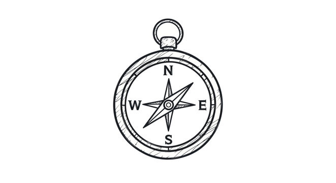 Vintage Compass Hand Drawn Vector Illustration