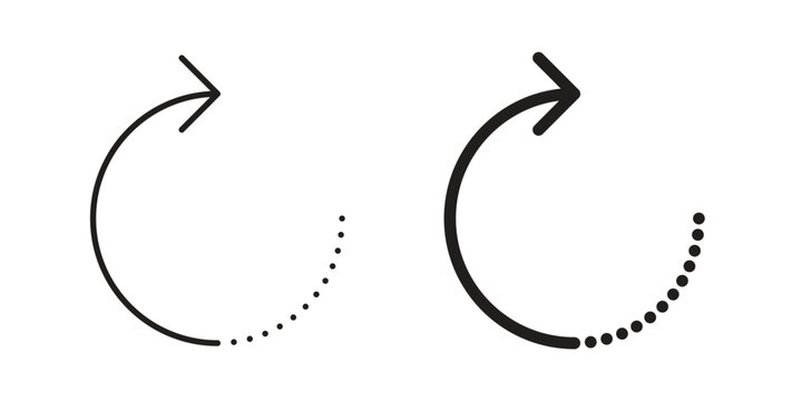 Rotate right icon linear pictogram. Editable Stroke. Isolated Vector Illustration.