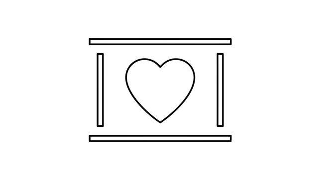 Minimalist Heart Icon in a Frame - Love Symbol, Simple Design, Graphic Element