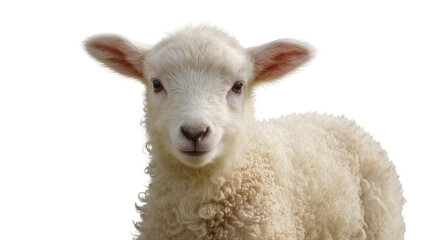 Fluffy white lamb with curly wool, isolated on transparent background © Corotaev