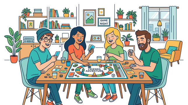 Friends Playing Board Game Together at Home