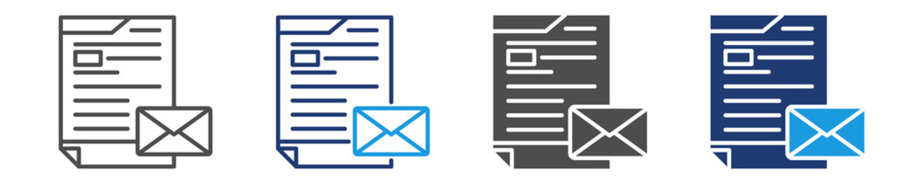 cover letter icon set multiple style