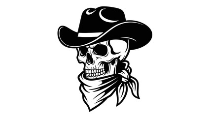 Fototapeta premium Outlaw Cowboy Skull with Bandana Vector Illustration