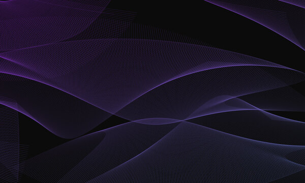 Abstract purple wave pattern on black background with mesh texture