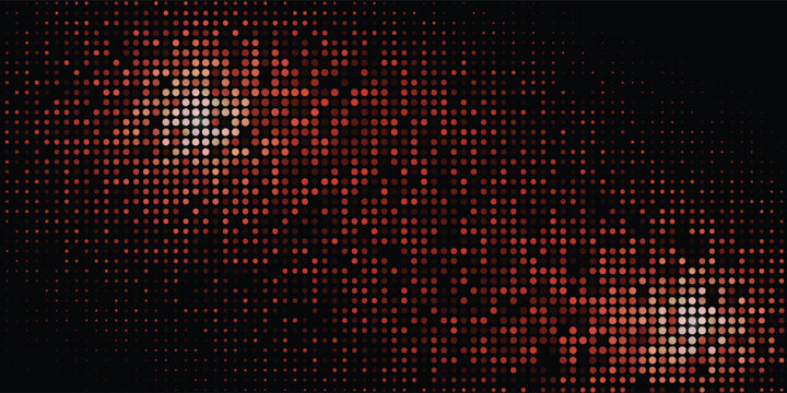 Red halftone background, abstract glittering dots backdrop, disco texture design, shiny confetti banner.