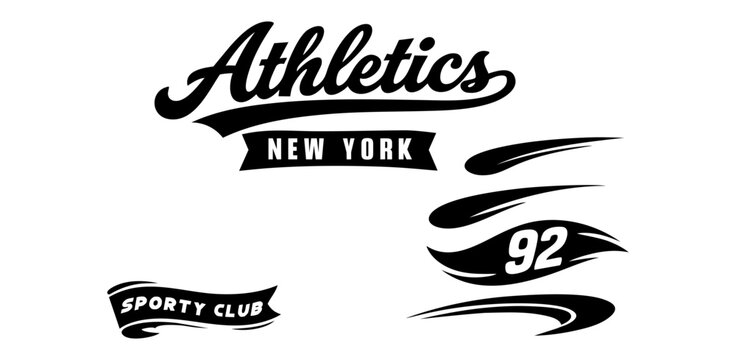 Dynamic Athletic Lettering with Retro Swash Underlines for Baseball Logo Design and Team Merchandise