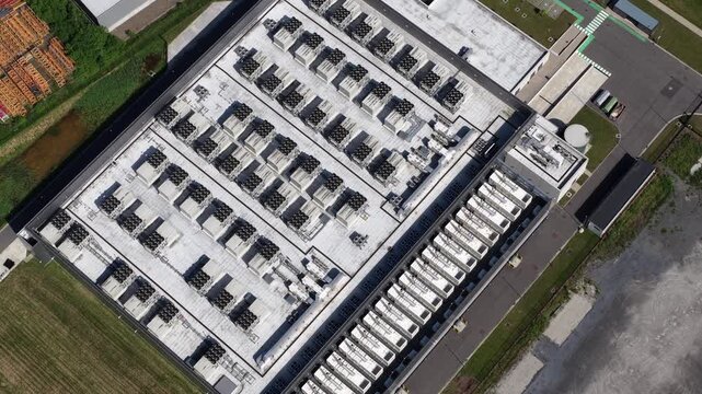 Hyperscale datacenter aerial view of cloud computing infrastructure