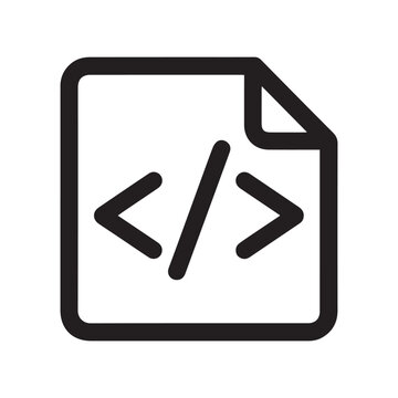 Code file line icon. Vector illustration of web development, programming script, and html outline symbol isolated on white background.