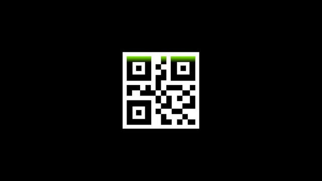 QR code scanning animation with green laser light