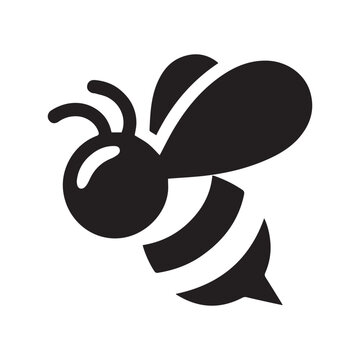 Minimalist bee vector icon isolated on white background