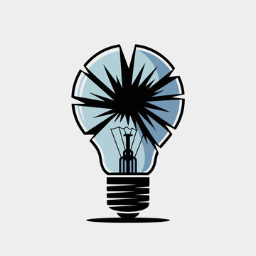 Light Bulb With Broken Glass.