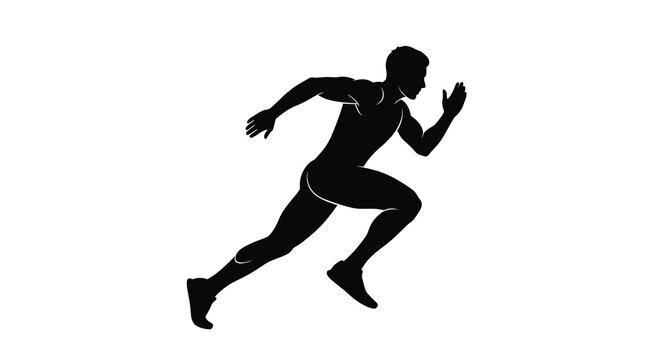 Running man silhouette on transparent background high quality