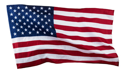 Fototapeta premium Waving United States flag with stars and stripes, isolated on transparent background