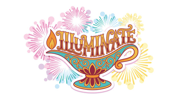 Vintage colorful magic lamp logo design.