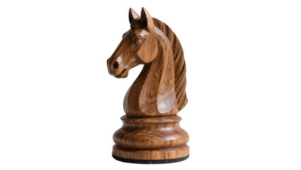 Detailed carved wooden chess knight piece, isolated on transparent background © Luca