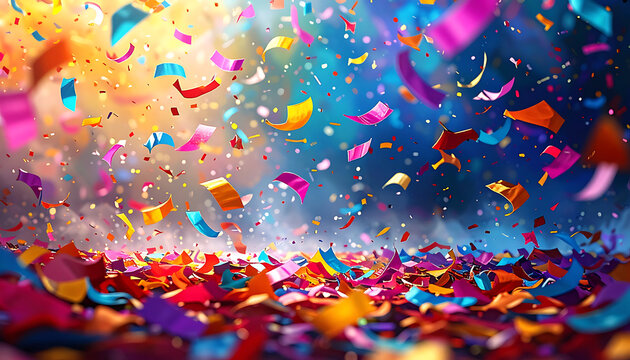 colorful confetti falling creating a festive atmosphere, celebration and party concept