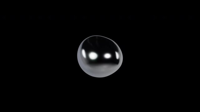Silver Metallic Spiky Sphere Breathing Seamless Loop - Chrome Morphing Ball on Black Background
