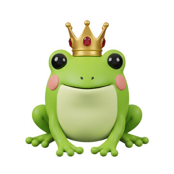 Cute Frog King with Golden Crown