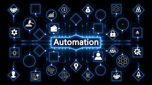 Business, Technology, Internet and network concept. Automation Software Technology Process System. 4k animasted on transparent background.