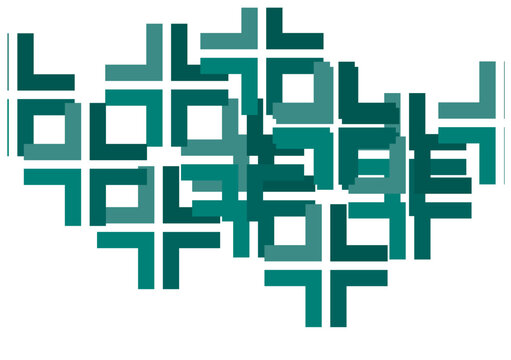 Abstract pattern of teal geometric l shaped symbols with geometry abstract background structure architecture minimalist