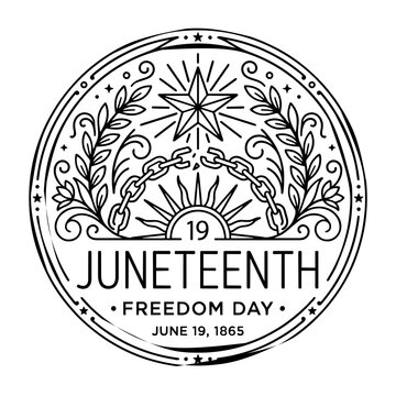 Vector illustration of a Juneteenth, symbolizing freedom, remembrance and equality, isolated on a transparent background