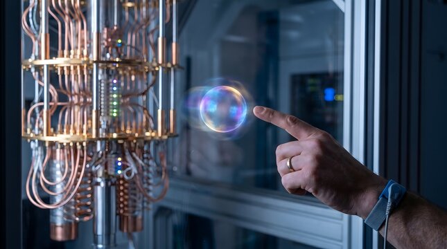Quantum computer interaction with holographic qubit sphere