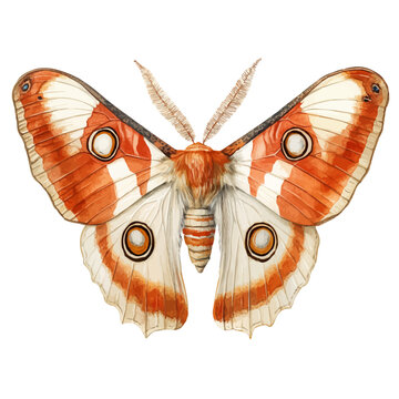 Watercolor vector illustration of Atlas Moth, isolated on a white background.