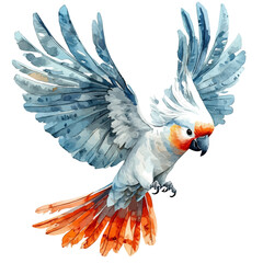 Cockatoo, elegant watercolor vector illustration, isolated on a white background. © deltrion