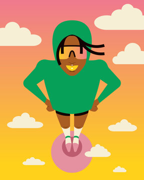 Woman Wearing Sunglasses Among Sunset Clouds