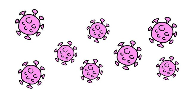 Hanta Virus Illustration Set with Stylized Pink Germ Cells