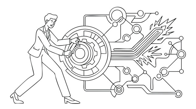 Determined business executive accelerating digital transformation and optimizing complex technical systems for scalable corporate growth