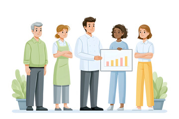Obraz premium Dynamic Business Meeting: Professionals Collaborating on Growth Strategies with Visuals in a Productive Workplace Environment