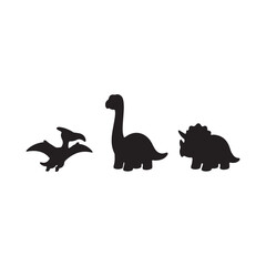 Dino flat icon. Cartoon ancient pterodactyl, brontosaurus and triceratops isolated vector illustration. Monsters and prehistoric reptile  © Safi