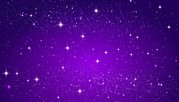 Deep space, shimmering stars and nebula clouds in vibrant purple hues, cosmic background