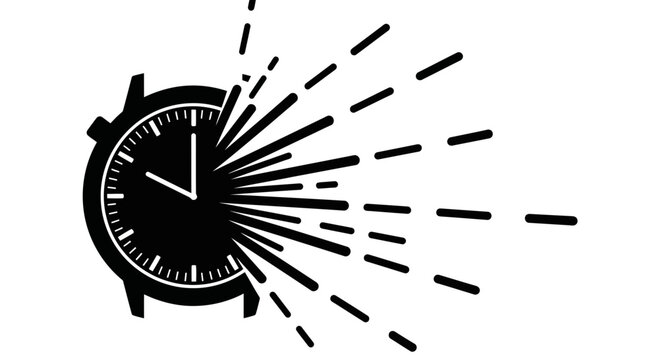 Abstract illustration of a wristwatch with dynamic lines radiating outwards, symbolizing time and movement