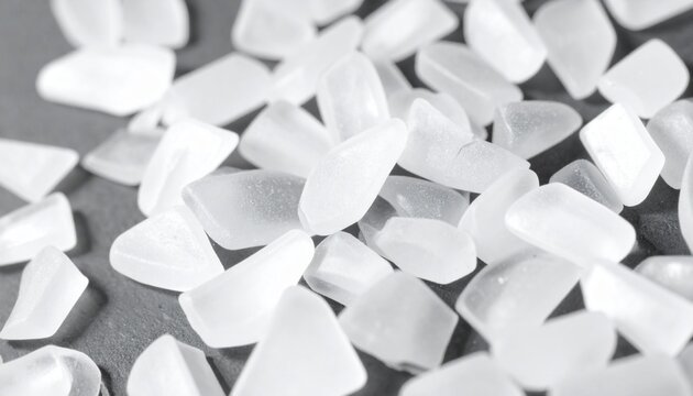 Close-up of Sea Glass Pieces on Gray Background