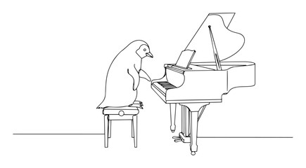 penguin playing a grand piano © Wieslaw
