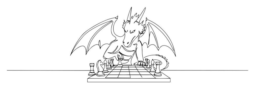 baby dragon playing chess