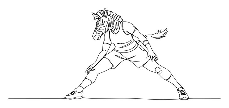 zebra playing soccer in sportswear