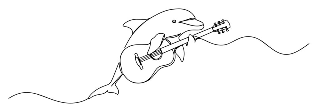 dolphin playing guitar underwater