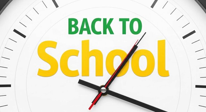 Back to school time management clock graphic