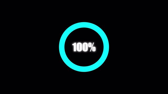 Circular Loading Progress Bar Animation 0 to 100 Percent with Alpha Channel Transparent Background