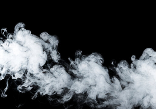 White smoke swirling on black background abstract vapor texture and atmospheric effect